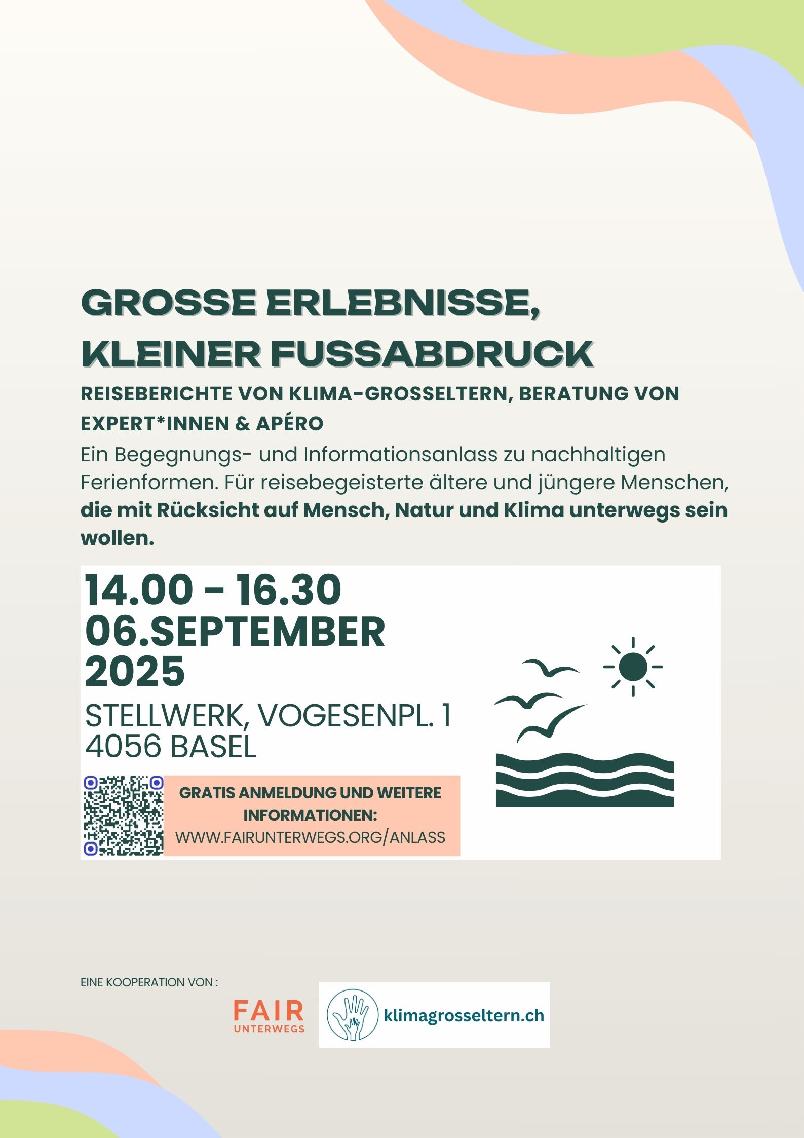 Plakat: Anlass im Stellwerk mit fairunterwegs & Klima-Grosseltern